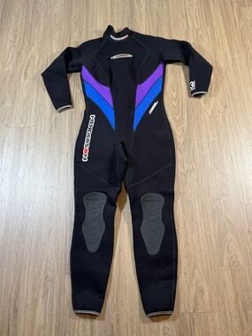 Henderson Women's Black Wetsuit with Purple & Blue Panels, Size 12